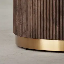 San Pierre Ebony Brown Ash Veneer Two-Leg Rectangular Dining Table with Cream Travertine Finish Sintered Stone Top - 240x120cm