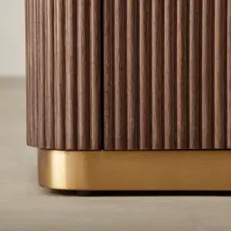 San Pierre Ebony Brown Ash Veneer Entertainment Unit with Cream Travertine Finish Sintered Stone Top