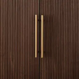 San Pierre Ebony Brown Ash Veneer Sideboard with Cream Travertine Finish Sintered Stone Top