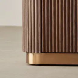 San Pierre Ebony Brown Ash Veneer Sideboard with Cream Travertine Finish Sintered Stone Top