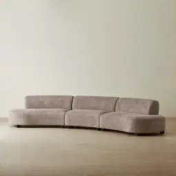 Celestine II Warm Taupe Woven Fabric Curved Corner Sofa