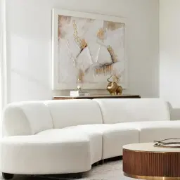 Celestine II Warm Taupe Woven Fabric Curved Corner Sofa