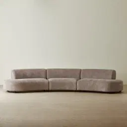 Celestine II Warm Taupe Woven Fabric Curved Corner Sofa