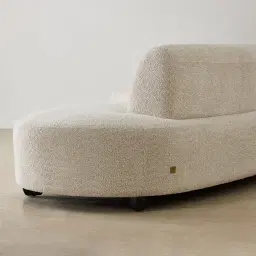 Celestine II Stone Cream Woven Fabric Curved Corner Sofa