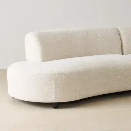 Celestine II Stone Cream Woven Fabric Curved Corner Sofa