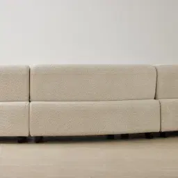 Celestine II Stone Cream Woven Fabric Curved Corner Sofa