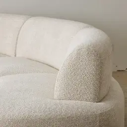 Celestine II Stone Cream Woven Fabric Curved Corner Sofa