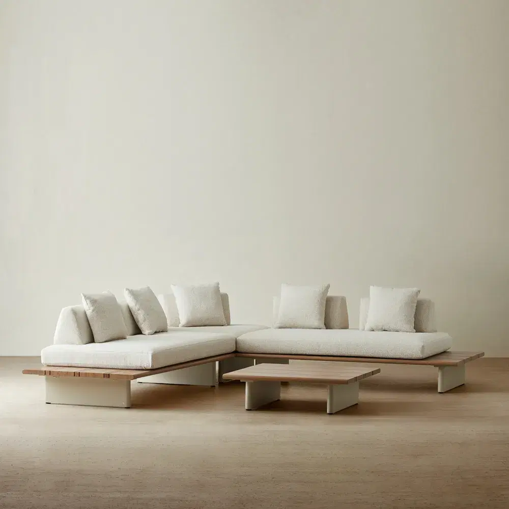 Carlotta Matte Sand 5-Seater Outdoor Sofa With Coffee Table