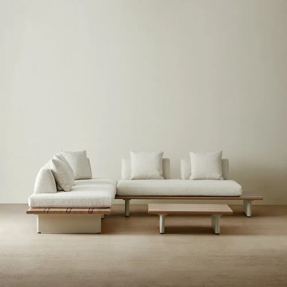 Carlotta Matte Sand 5-Seater Outdoor Sofa With Coffee Table