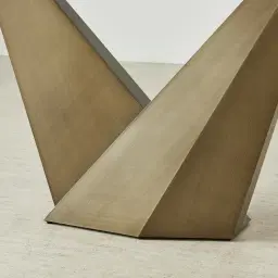 Vania Brushed Bronze Console Table with Statuario White Sintered Stone Top