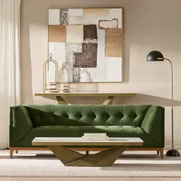 Vania Brushed Bronze Coffee Table with Statuario White Sintered Stone Top