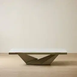 Vania Brushed Bronze Coffee Table with Statuario White Sintered Stone Top