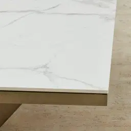 Vania Brushed Bronze Coffee Table with Statuario White Sintered Stone Top