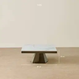 Vania Brushed Bronze Coffee Table with Statuario White Sintered Stone Top