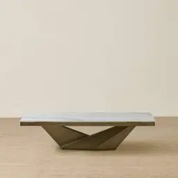 Vania Brushed Bronze Coffee Table with Statuario White Sintered Stone Top