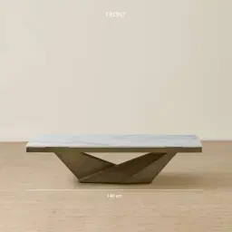 Vania Brushed Bronze Coffee Table with Statuario White Sintered Stone Top