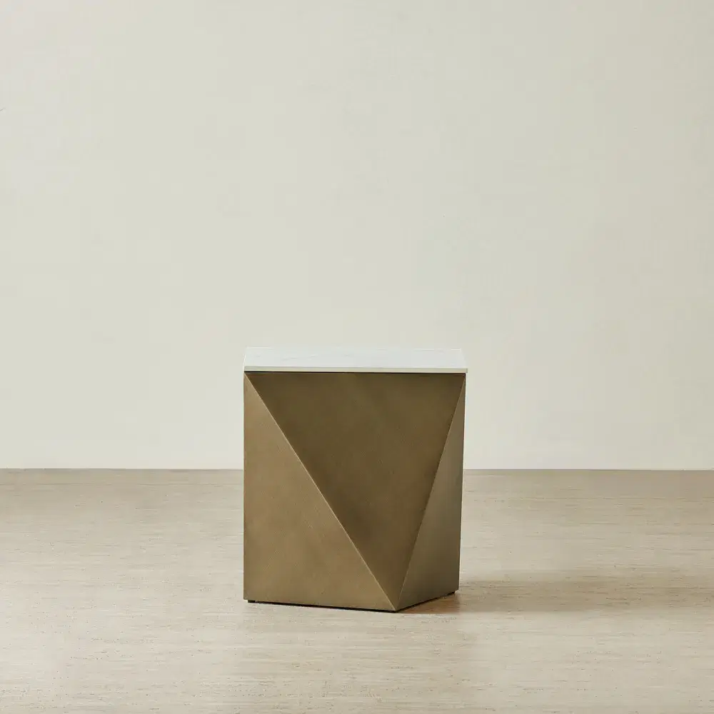 Vania Statuario White Sintered Stone Side Table