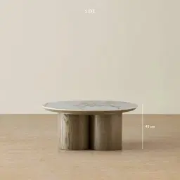 Terzetto Pandora Brown Sintered Stone Round Coffee Table High - Medium Brown Wooden Legs 90x45cm