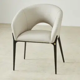 Polina Glacier Grey Vegan Leather Dining Chair - Black Legs