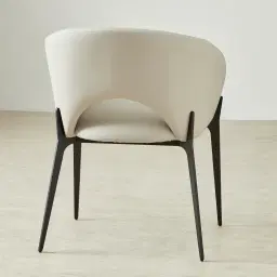 Polina Glacier Grey Vegan Leather Dining Chair - Black Legs