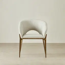 Polina Glacier Grey Vegan Leather Dining Chair - Brushed Bronze Legs