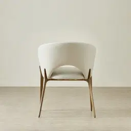 Polina Glacier Grey Vegan Leather Dining Chair - Brushed Bronze Legs