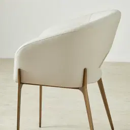 Polina Glacier Grey Vegan Leather Dining Chair - Brushed Bronze Legs