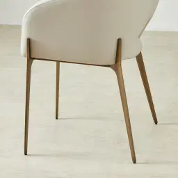 Polina Glacier Grey Vegan Leather Dining Chair - Brushed Bronze Legs