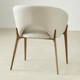 Polina Glacier Grey Vegan Leather Dining Chair - Brushed Bronze Legs