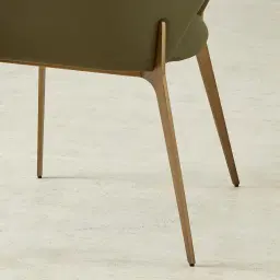Polina Sage Green Vegan Leather Dining Chair - Brushed Bronze Legs