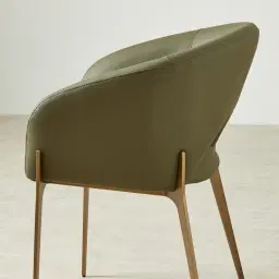 Polina Sage Green Vegan Leather Dining Chair - Brushed Bronze Legs