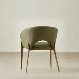 Polina Sage Green Vegan Leather Dining Chair - Brushed Bronze Legs