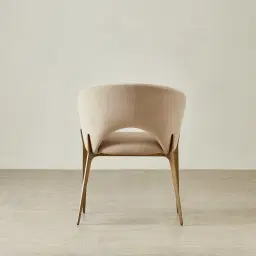 Polina Light Beige Velvet Dining Chair - Brushed Bronze Legs