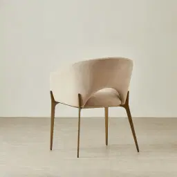 Polina Light Beige Velvet Dining Chair - Brushed Bronze Legs