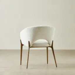 Polina Fusion Grey Fabric Dining Chair - Brushed Bronze Legs