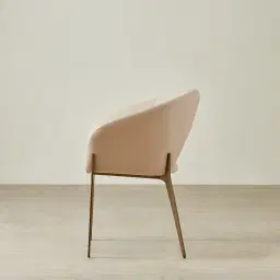 Polina Sand Beige Vegan Leather Dining Chair - Brushed Bronze Legs