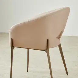 Polina Sand Beige Vegan Leather Dining Chair - Brushed Bronze Legs