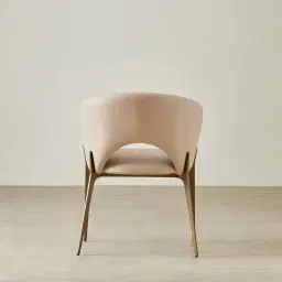 Polina Sand Beige Vegan Leather Dining Chair - Brushed Bronze Legs