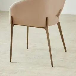 Polina Sand Beige Vegan Leather Dining Chair - Brushed Bronze Legs