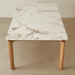 Portobello Pandora Brown Sintered Stone Top Dining Table - Light Brown Ash Legs 160x90cm