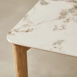 Portobello Pandora Brown Sintered Stone Top Dining Table - Light Brown Ash Legs 160x90cm