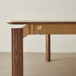 Portobello Pandora Brown Sintered Stone Top Dining Table - Toffee Brown Ash Legs 160x90cm