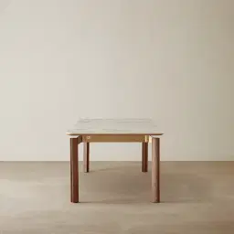 Portobello Pandora Brown Sintered Stone Top Dining Table - Toffee Brown Ash Legs 160x90cm