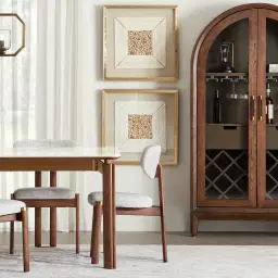 Portobello Pandora Brown Sintered Stone Top Dining Table - Toffee Brown Ash Legs 160x90cm