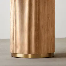 San Pierre Light Brown Ash Veneer Two-Leg Rectangular Dining Table with Travertine Finish Sintered Stone Top - 270x120cm