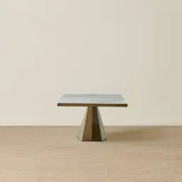 Vania Brushed Bronze Dining Table with Statuario White Sintered Stone Top - 200x118cm