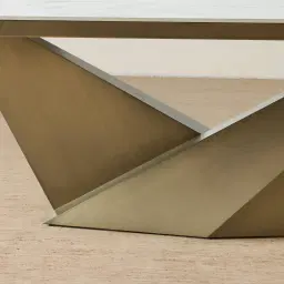 Vania Brushed Bronze Dining Table with Statuario White Sintered Stone Top - 200x118cm