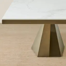 Vania Brushed Bronze Dining Table with Statuario White Sintered Stone Top - 200x118cm