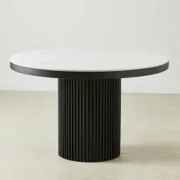 Archie Black Round Dining Table with White Sintered Stone Top - 120cm