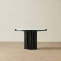 Archie Black Round Dining Table with White Sintered Stone Top - 120cm